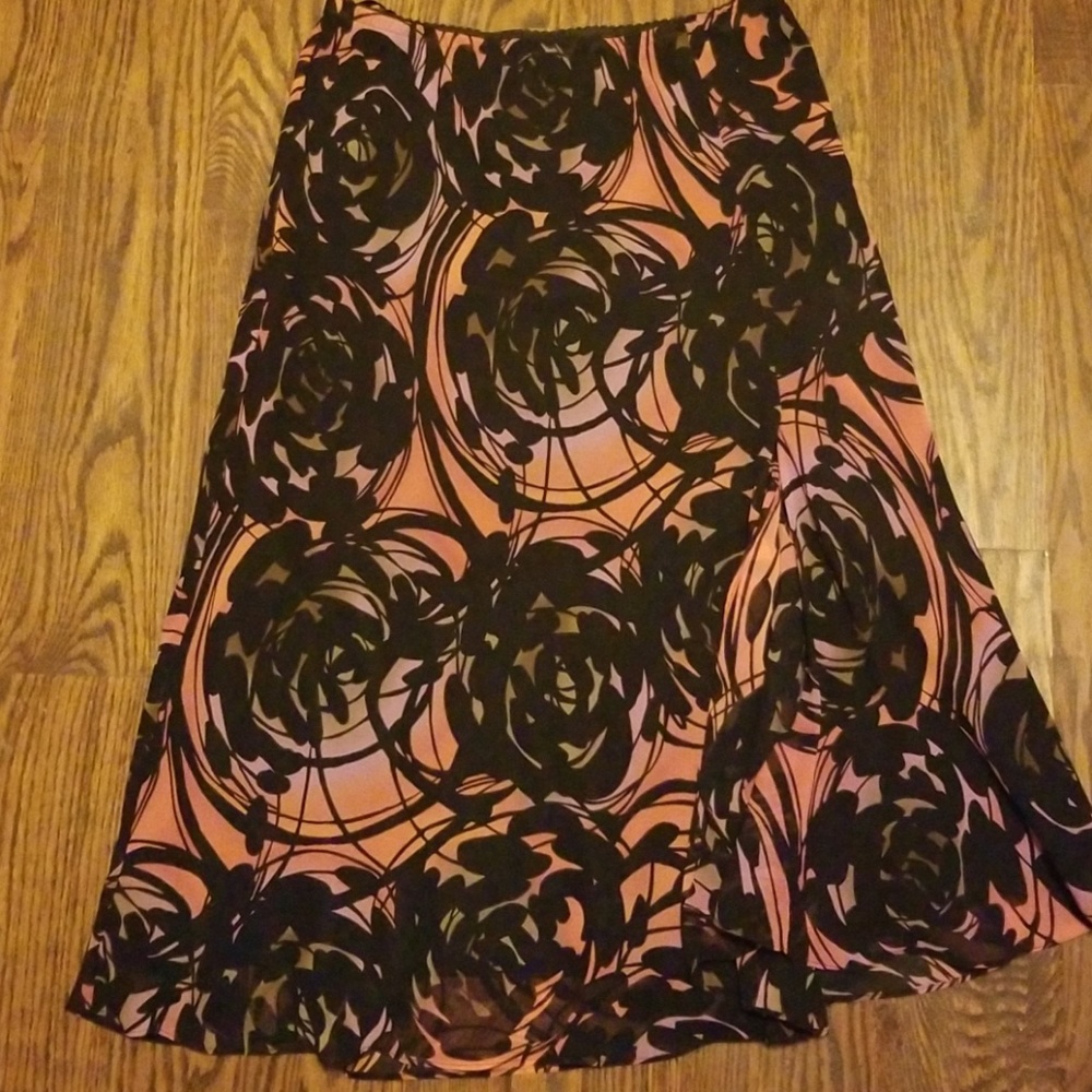 East 5th Black Polyester with pink/orange designs